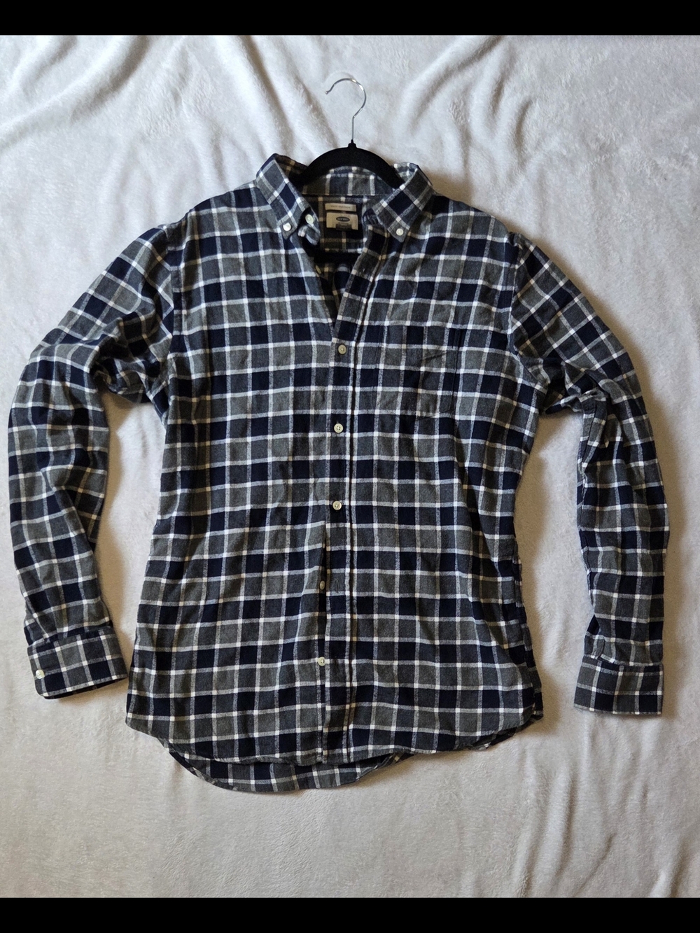 Upcycled Navy Plaid Button Up